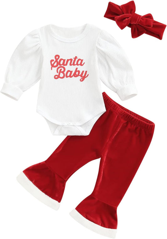 Infant Baby Girls Valentine'S Day Outfits Ruffle Long Sleeve Heart Printed Romper Jumpsuit Pants with Headband 0-24M